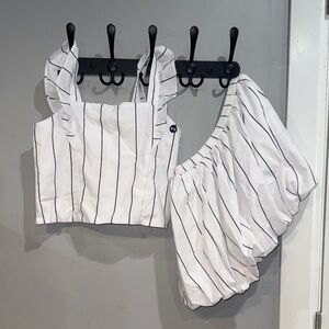 Striped White and Black Kids Top and Balloon skirt